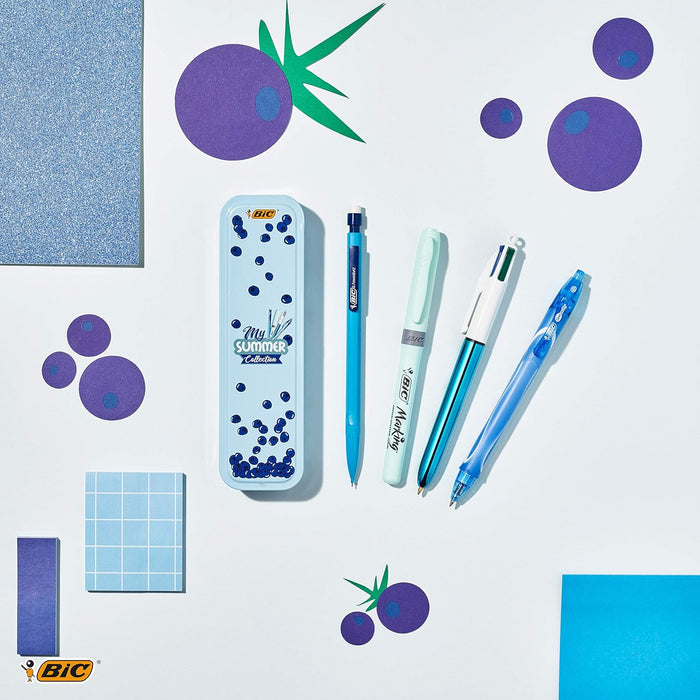 BIC Pink & Purple Set - 1 Pencil Case, 2 Ball Pens/1 Erasable Gel Pen/1 Graphite Pencil with Eraser/1 Writing Felt Pen/3 Permanent Markers/1 Mechanical Pencil