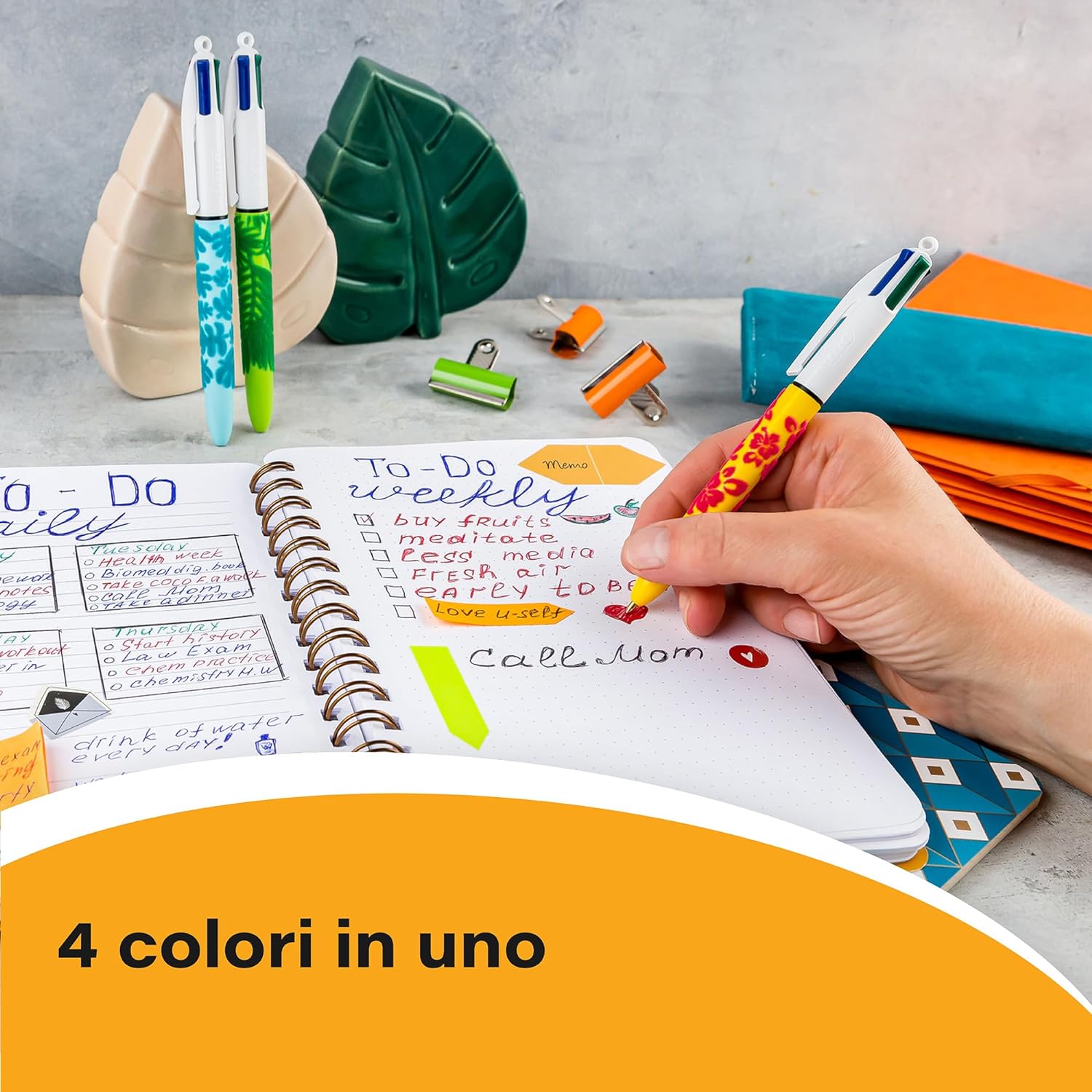 BIC 4Colori Velours, Penna a Sfera a Scatto, Colorate, con Fusto in Velluto, Punta Media, 1 mm, Cancelleria Scuola e Ufficio, 12 unita