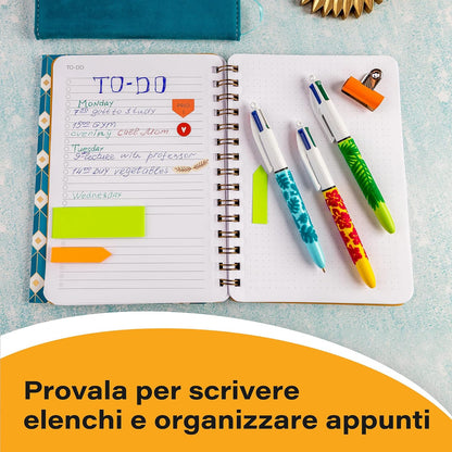 BIC 4Colori Velours, Penna a Sfera a Scatto, Colorate, con Fusto in Velluto, Punta Media, 1 mm, Cancelleria Scuola e Ufficio, 12 unita
