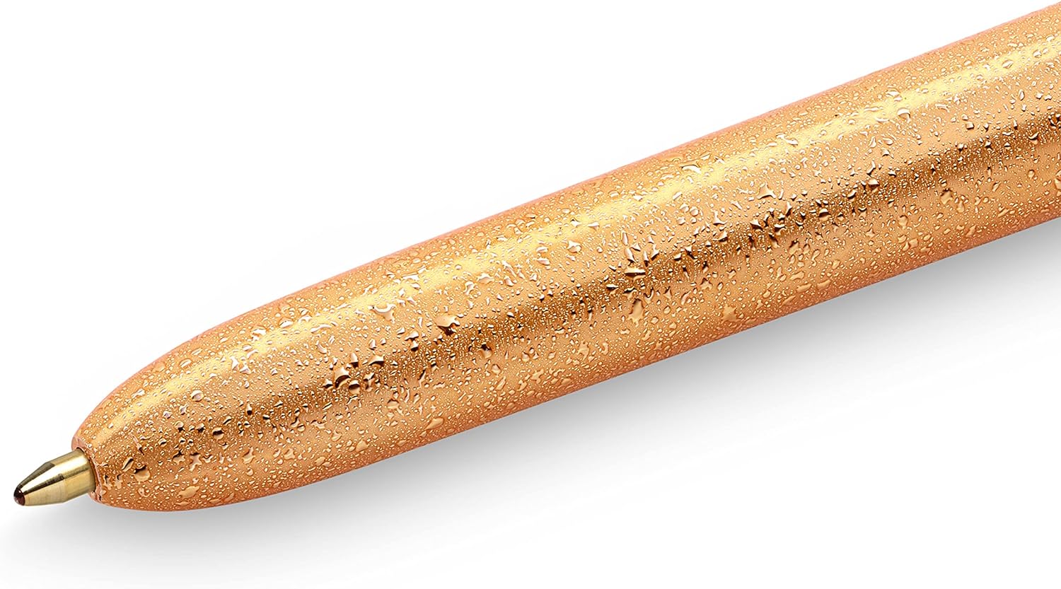 BIC 4 Colours Medium Point Ballpoint Pens (1 mm) - Frosted Gold Textured Body, Blue, Green, Red, Black, Box of 12