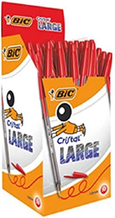 Bic Cristal Large Ball Pen 1.6mm, Red, Pack of 50