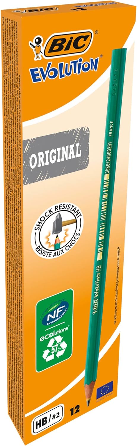 BIC Matic Fun 0.7mm Mechanical Pencils - Assorted Colours, Box of 12,Yellow,Blue,Green,White
