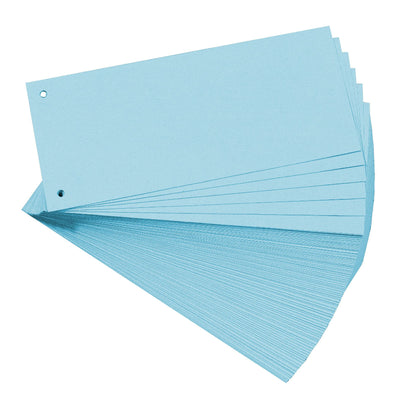 Exacompta - Ref 13415B - Forever Collection - Recycled Punched Card Dividers - 105 x 240mm, Pre-Punched for Folders or Files, Plain Recycled 180gsm Card - Blue (100 Pack
