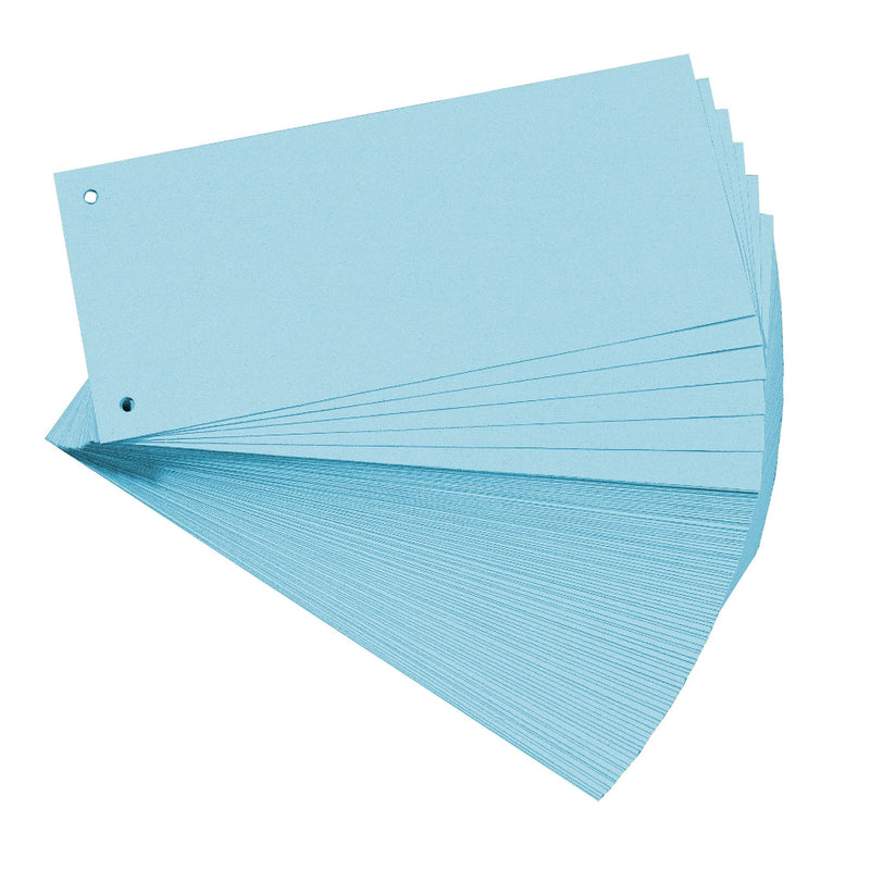 Exacompta - Ref 13415B - Forever Collection - Recycled Punched Card Dividers - 105 x 240mm, Pre-Punched for Folders or Files, Plain Recycled 180gsm Card - Blue (100 Pack