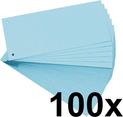 Exacompta - Ref 13415B - Forever Collection - Recycled Punched Card Dividers - 105 x 240mm, Pre-Punched for Folders or Files, Plain Recycled 180gsm Card - Blue (100 Pack
