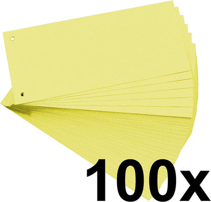 Exacompta - Ref 13425B - Forever Collection - Recycled Punched Card Dividers - 105 x 240mm, Pre-Punched for Folders or Files, Plain Recycled 180gsm Card - Yellow (100 Pack