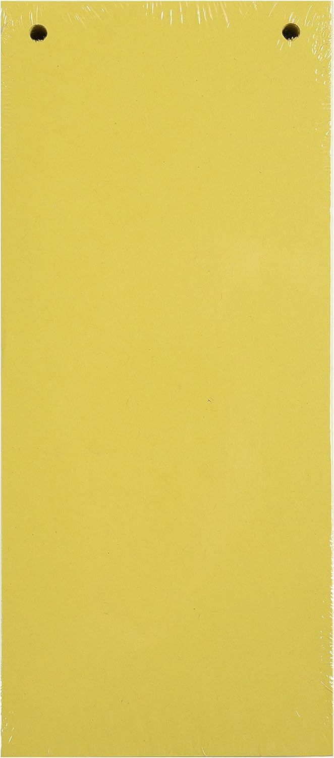 Exacompta - Ref 13425B - Forever Collection - Recycled Punched Card Dividers - 105 x 240mm, Pre-Punched for Folders or Files, Plain Recycled 180gsm Card - Yellow (100 Pack