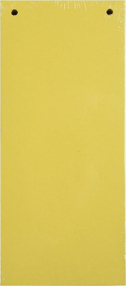 Exacompta - Ref 13425B - Forever Collection - Recycled Punched Card Dividers - 105 x 240mm, Pre-Punched for Folders or Files, Plain Recycled 180gsm Card - Yellow (100 Pack