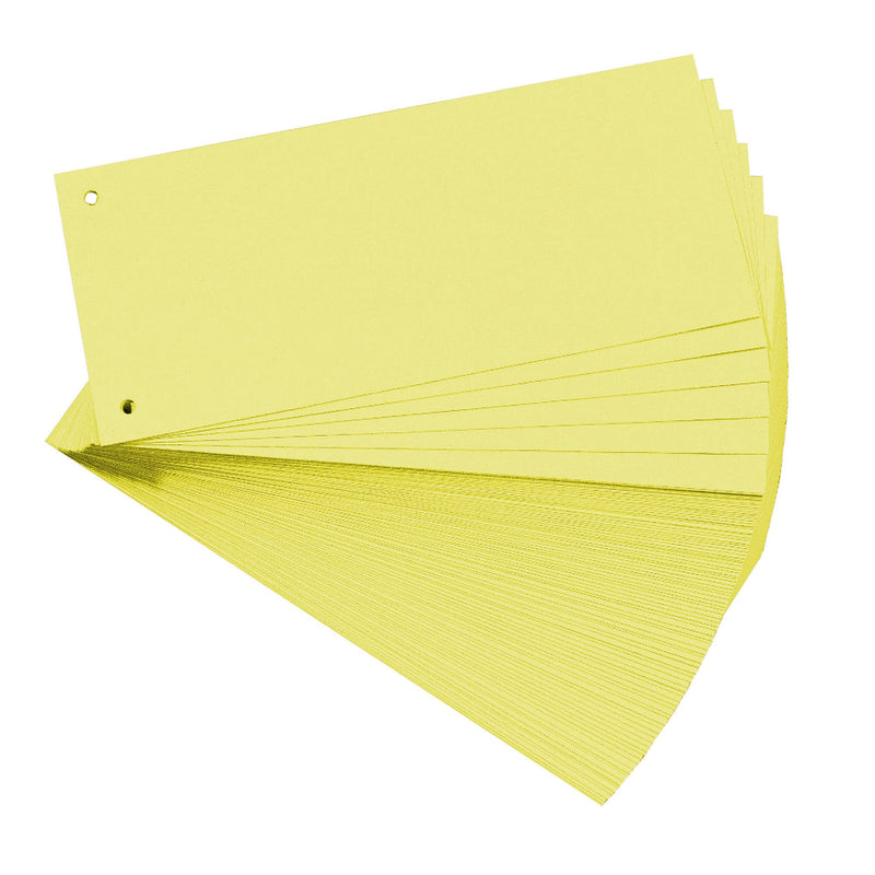 Exacompta - Ref 13425B - Forever Collection - Recycled Punched Card Dividers - 105 x 240mm, Pre-Punched for Folders or Files, Plain Recycled 180gsm Card - Yellow (100 Pack