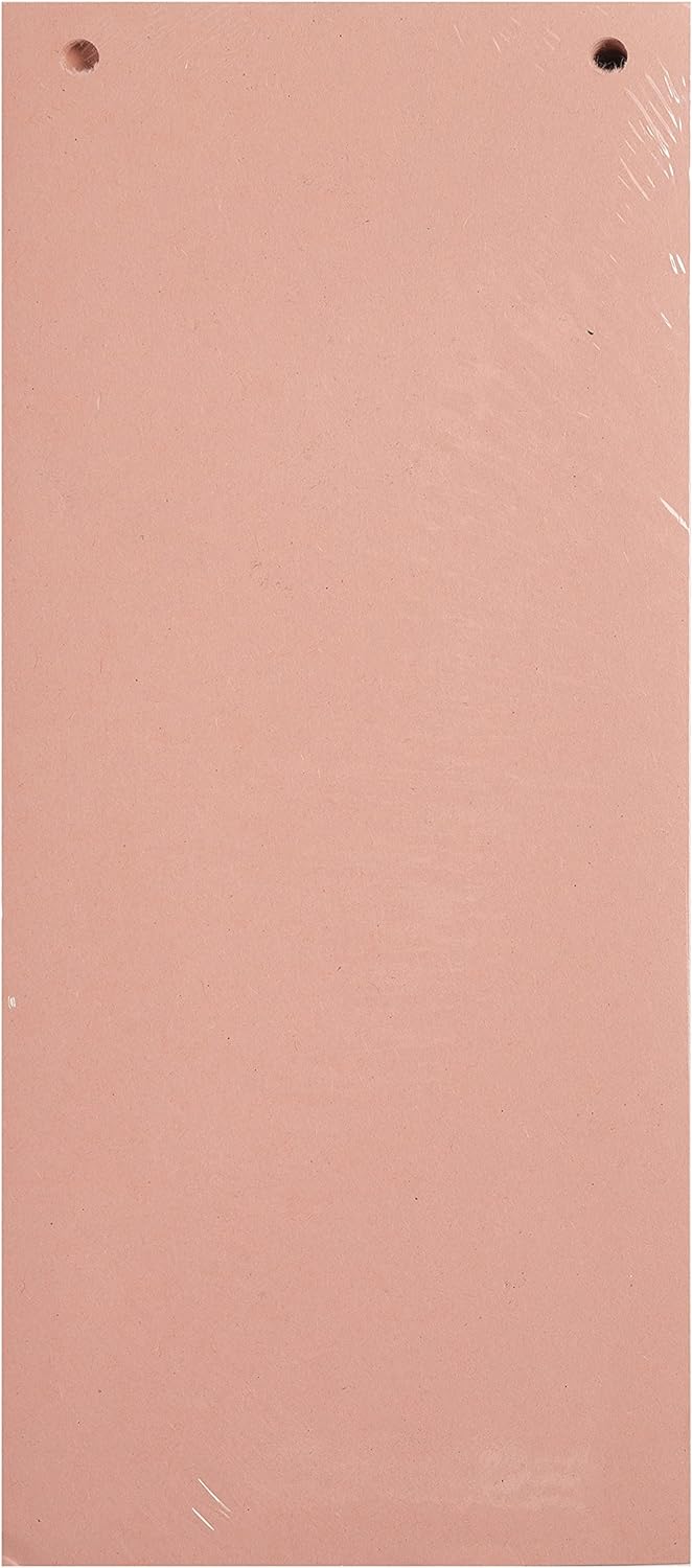 Exacompta - Ref 13435B - Forever Collection - Recycled Punched Card Dividers - 105 x 240mm, Pre-Punched for Folders or Files, Plain Recycled 180gsm Card - Pink (100 Pack