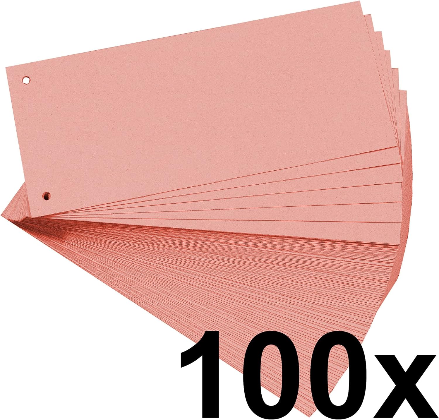 Exacompta - Ref 13435B - Forever Collection - Recycled Punched Card Dividers - 105 x 240mm, Pre-Punched for Folders or Files, Plain Recycled 180gsm Card - Pink (100 Pack