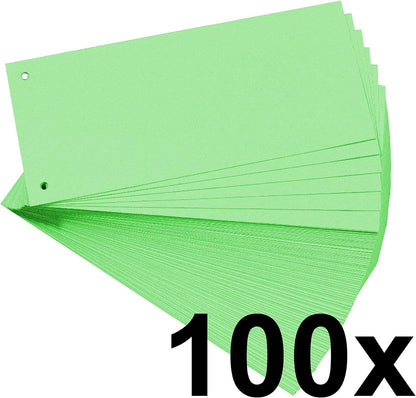 Exacompta - Ref 13445B - Forever Collection - Recycled Punched Card Dividers - 105 x 240mm, Pre-Punched for Folders or Files, Plain Recycled 180gsm Card - Green (100 Pack