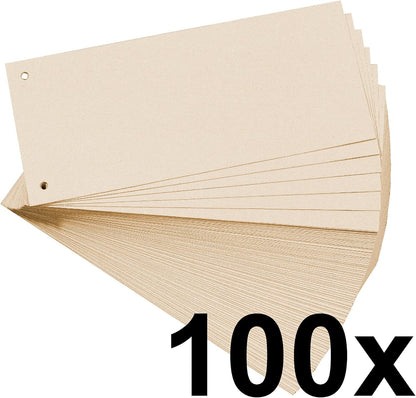 Exacompta - Ref 13475B - Forever Collection - Recycled Punched Card Dividers - 105 x 240mm, Pre-Punched for Folders or Files, Plain Recycled 180gsm Card - Buff (100 Pack