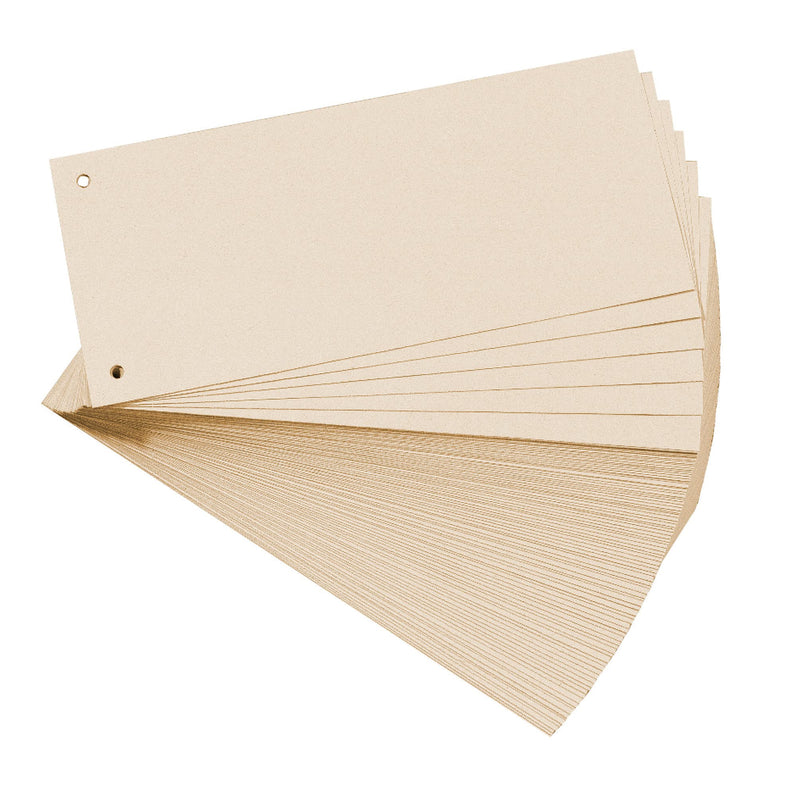 Exacompta - Ref 13475B - Forever Collection - Recycled Punched Card Dividers - 105 x 240mm, Pre-Punched for Folders or Files, Plain Recycled 180gsm Card - Buff (100 Pack