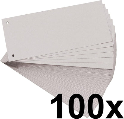 Exacompta - Ref 13485B - Forever Collection - Recycled Punched Card Dividers - 105 x 240mm, Pre-Punched for Folders or Files, Plain Recycled 180gsm Card - Grey (100 Pack