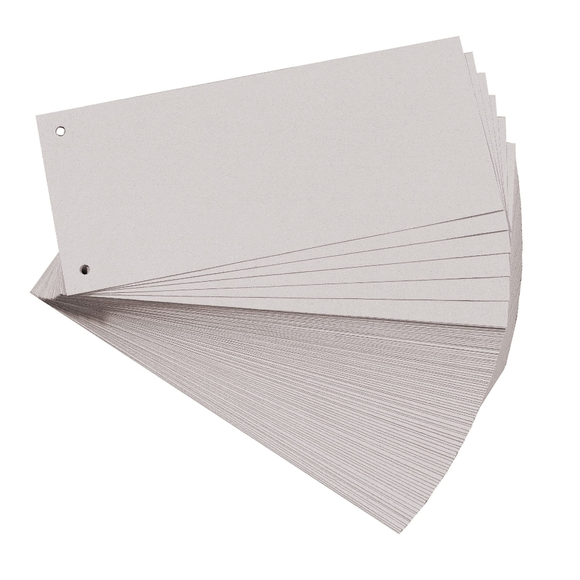 Exacompta - Ref 13485B - Forever Collection - Recycled Punched Card Dividers - 105 x 240mm, Pre-Punched for Folders or Files, Plain Recycled 180gsm Card - Grey (100 Pack