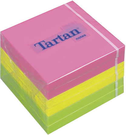 Post-it 7676N Tartan Sticking Labels 76 x 76 mm Contains 6 Neon