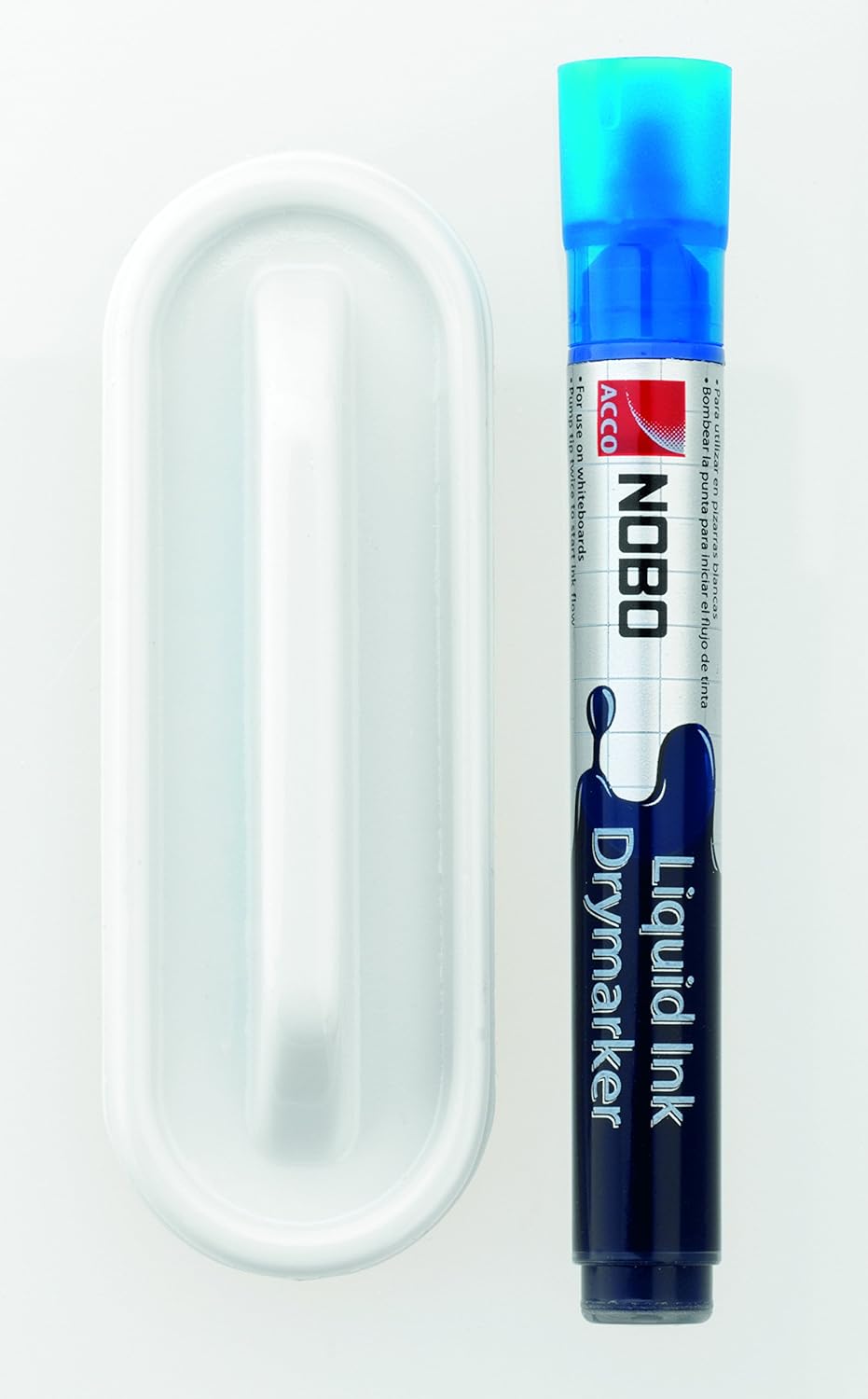 Nobo Compact Magnetic Drywipe Eraser for Whiteboards, White, 8554100