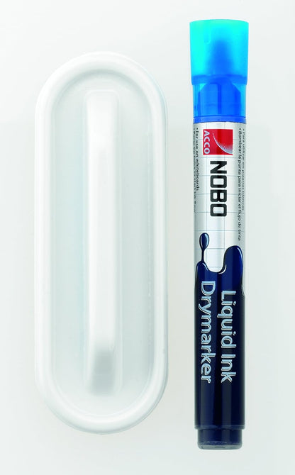 Nobo Compact Magnetic Drywipe Eraser for Whiteboards, White, 8554100