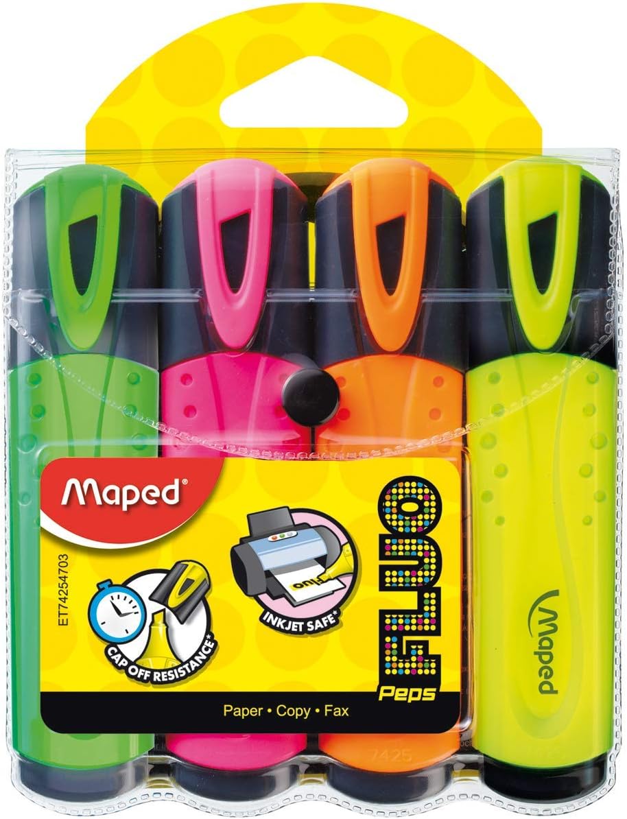 Maped Highlighter - Assorted Colours (Pack of 4), 742547