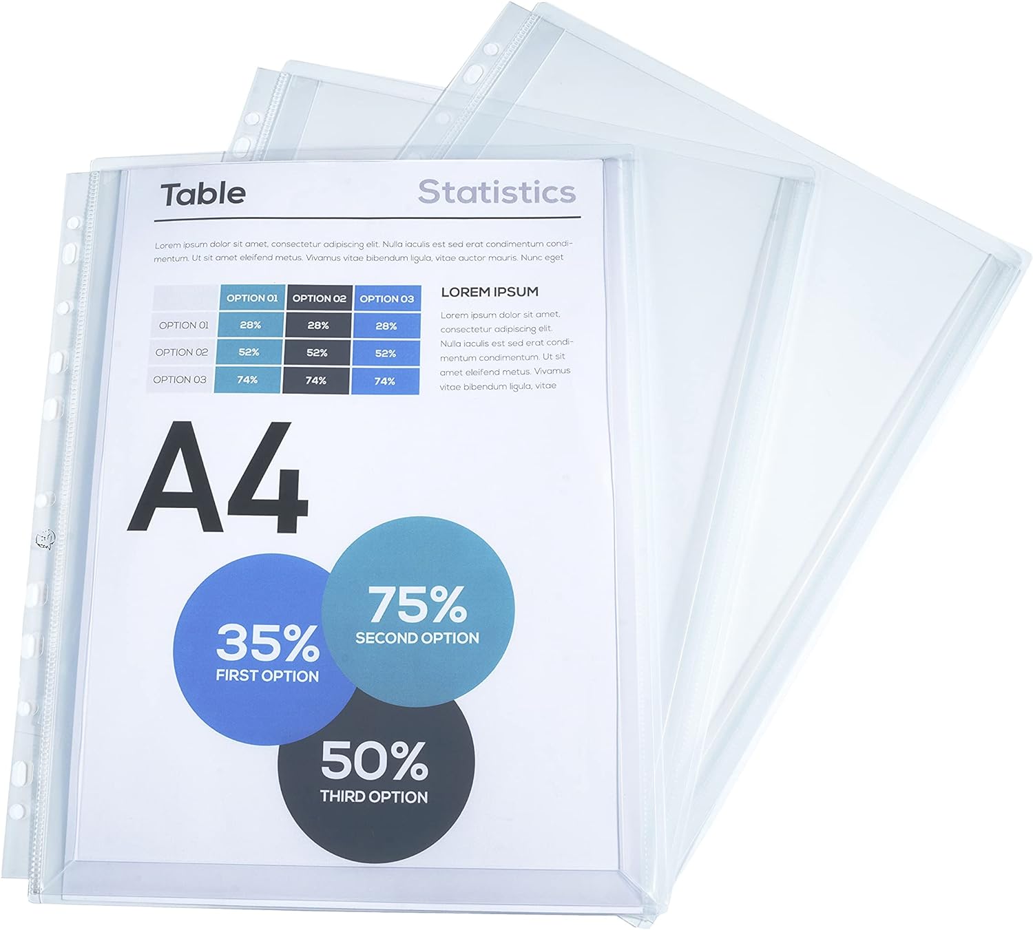 Exacompta - Ref 5507E - PP Expanding Punched Pockets - Suitable for Holding A4 Documents, 25mm Gusset & Flap, Made From 200 Micron Polypropylene - Transparent (Pack of 10