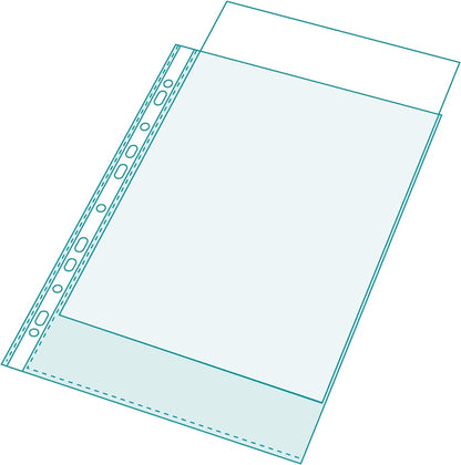 Exacompta - Ref 5507E - PP Expanding Punched Pockets - Suitable for Holding A4 Documents, 25mm Gusset & Flap, Made From 200 Micron Polypropylene - Transparent (Pack of 10