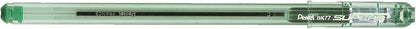 Pentel Super BK77-D Ballpoint Pen/fine Tip Crystal Plastic Barrel with Lid Green Ink-Pack of 12
