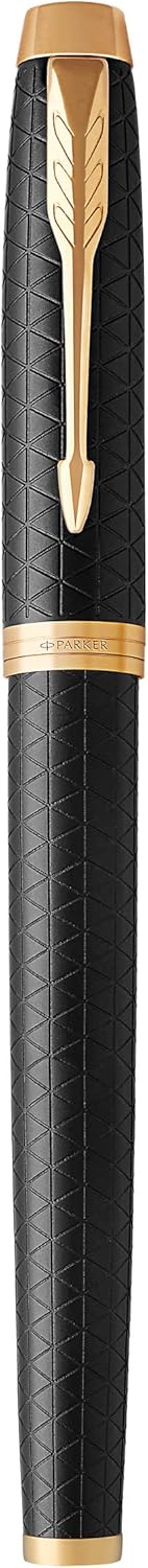 Parker IM Rollerball Pen, Premium Black and Gold with Fine Point Black Ink Refill (1931660
