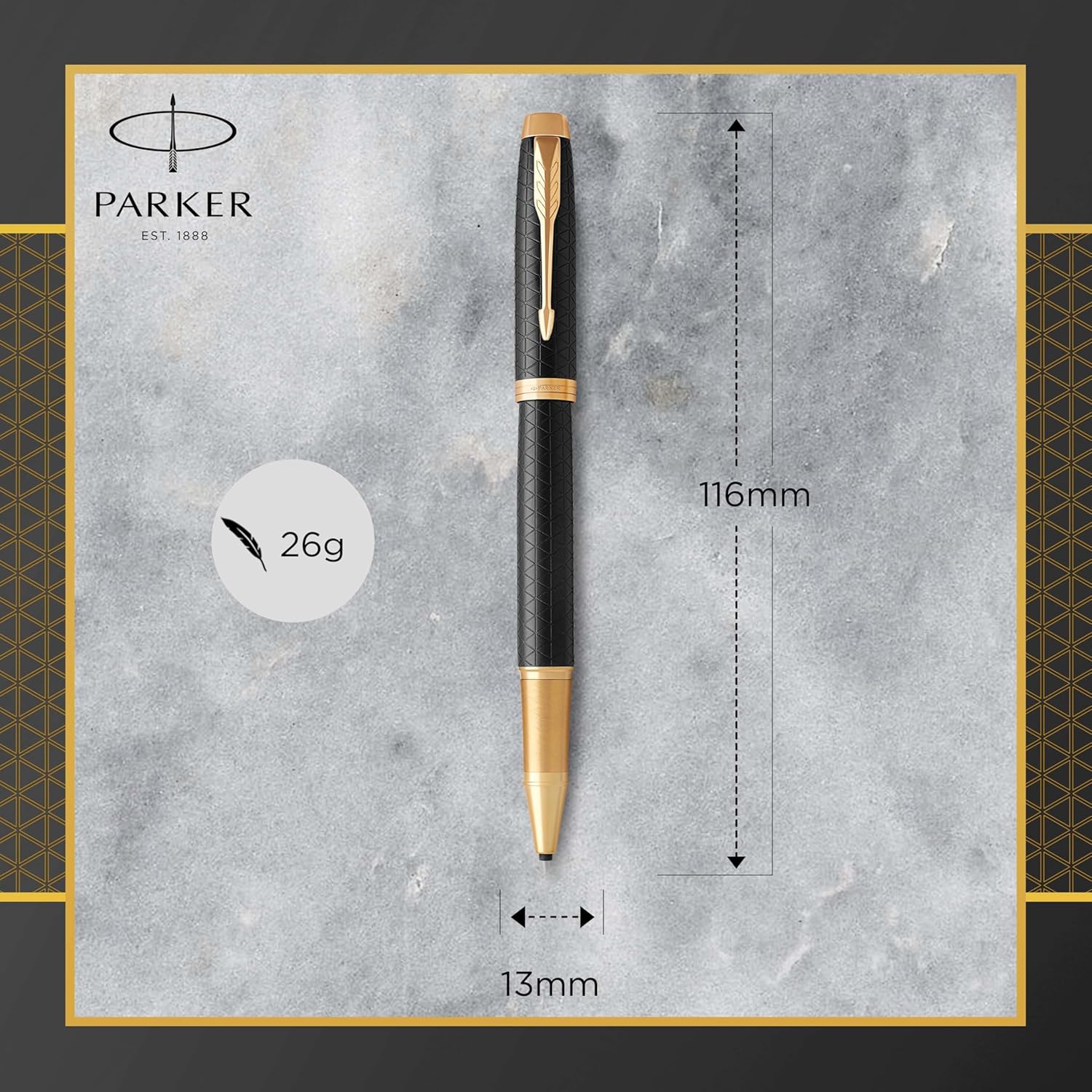 Parker IM Rollerball Pen, Premium Black and Gold with Fine Point Black Ink Refill (1931660