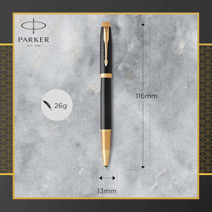 Parker IM Rollerball Pen, Premium Black and Gold with Fine Point Black Ink Refill (1931660