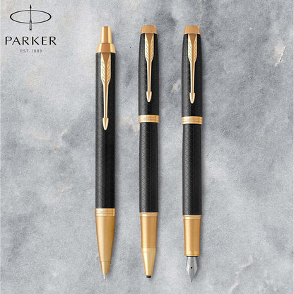 Parker IM Rollerball Pen, Premium Black and Gold with Fine Point Black Ink Refill (1931660