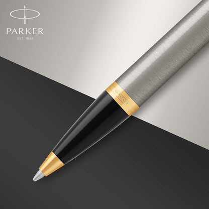 Parker IM Ballpoint Pen | Brushed Metal | Medium Point Blue Ink | Gift Box