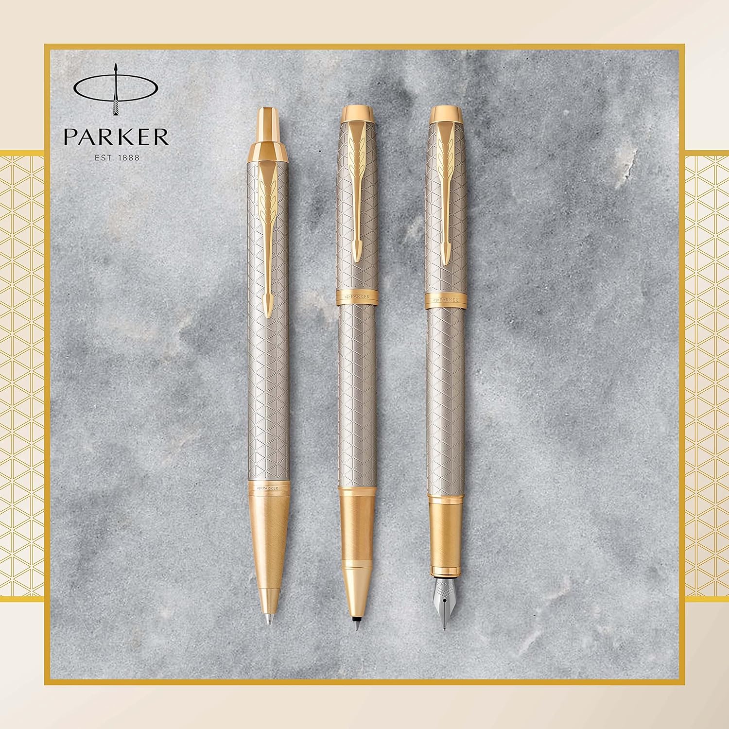 Parker IM Ballpoint Pen | Premium Warm Silver | Medium Point Blue Ink | Gift Box