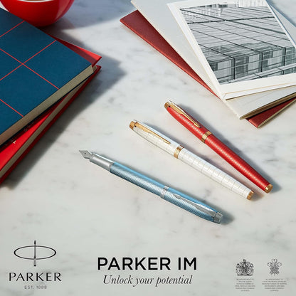 Parker IM Ballpoint Pen | Premium Warm Silver | Medium Point Blue Ink | Gift Box