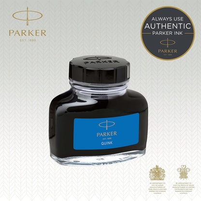 Parker Fountain Pen Ink Bottle | Washable Blue QUINK Ink | 57 ml Fountain Pen Refill.