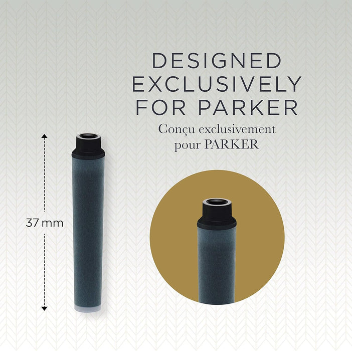 Parker Mini Fountain Pen Ink Refill Cartridges | Black QUINK Ink | 6 Count