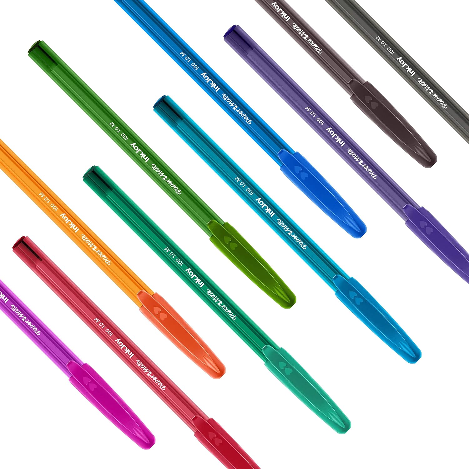 Paper Mate InkJoy 100ST Ballpoint Pens | Medium Point (1.0mm) | Red, Green, Blue & Black | 5 Count