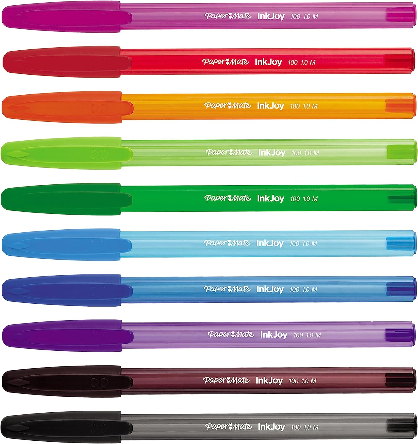 Paper Mate InkJoy 100ST Ballpoint Pens | Medium Point (1.0mm) | Fun Colours | 10 Count
