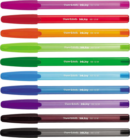 Paper Mate InkJoy 100ST Ballpoint Pens | Medium Point (1.0mm) | Fun Colours | 10 Count