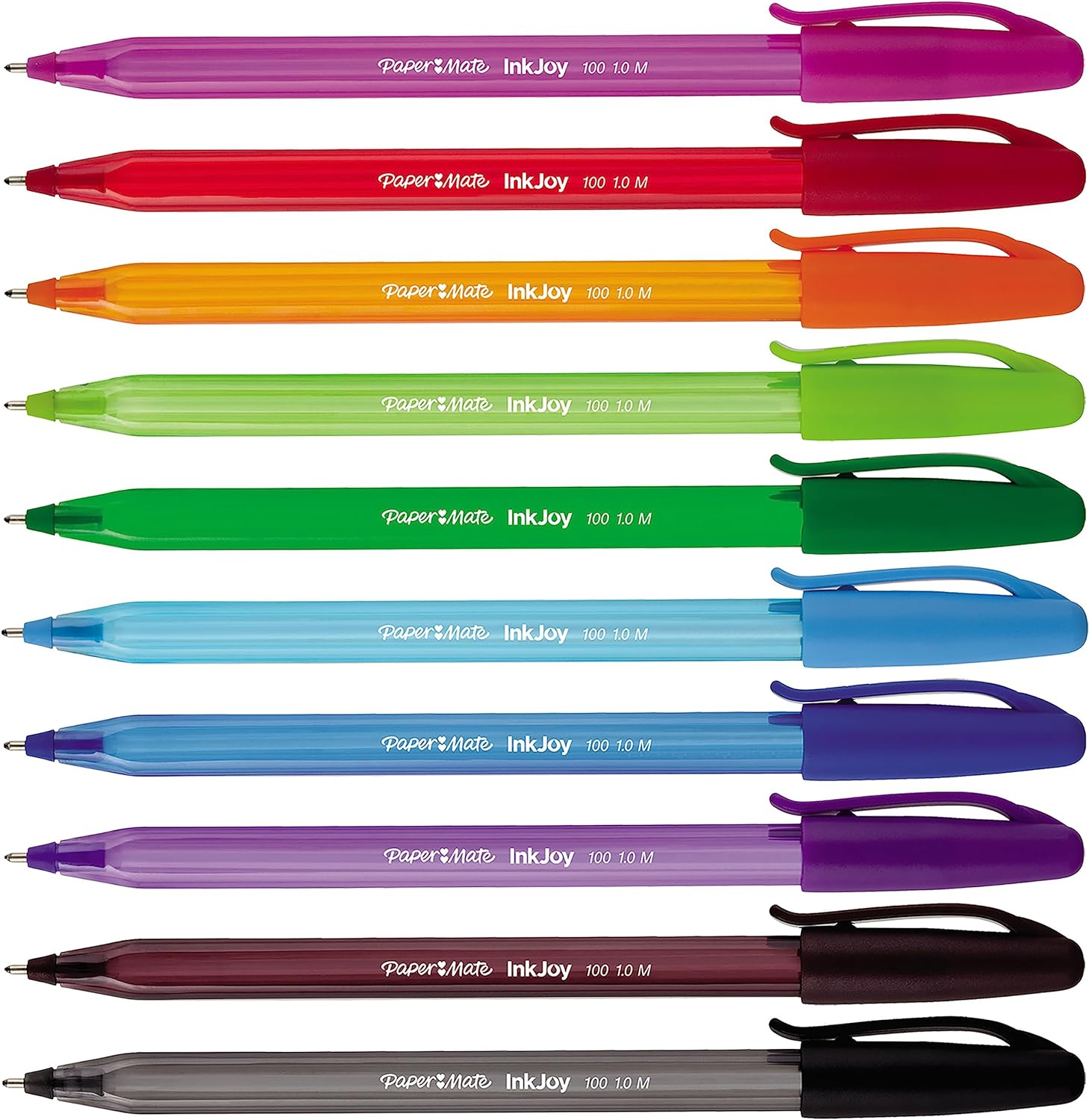 Paper Mate InkJoy 100ST Ballpoint Pens | Medium Point (1.0mm) | Fun Colours | 10 Count