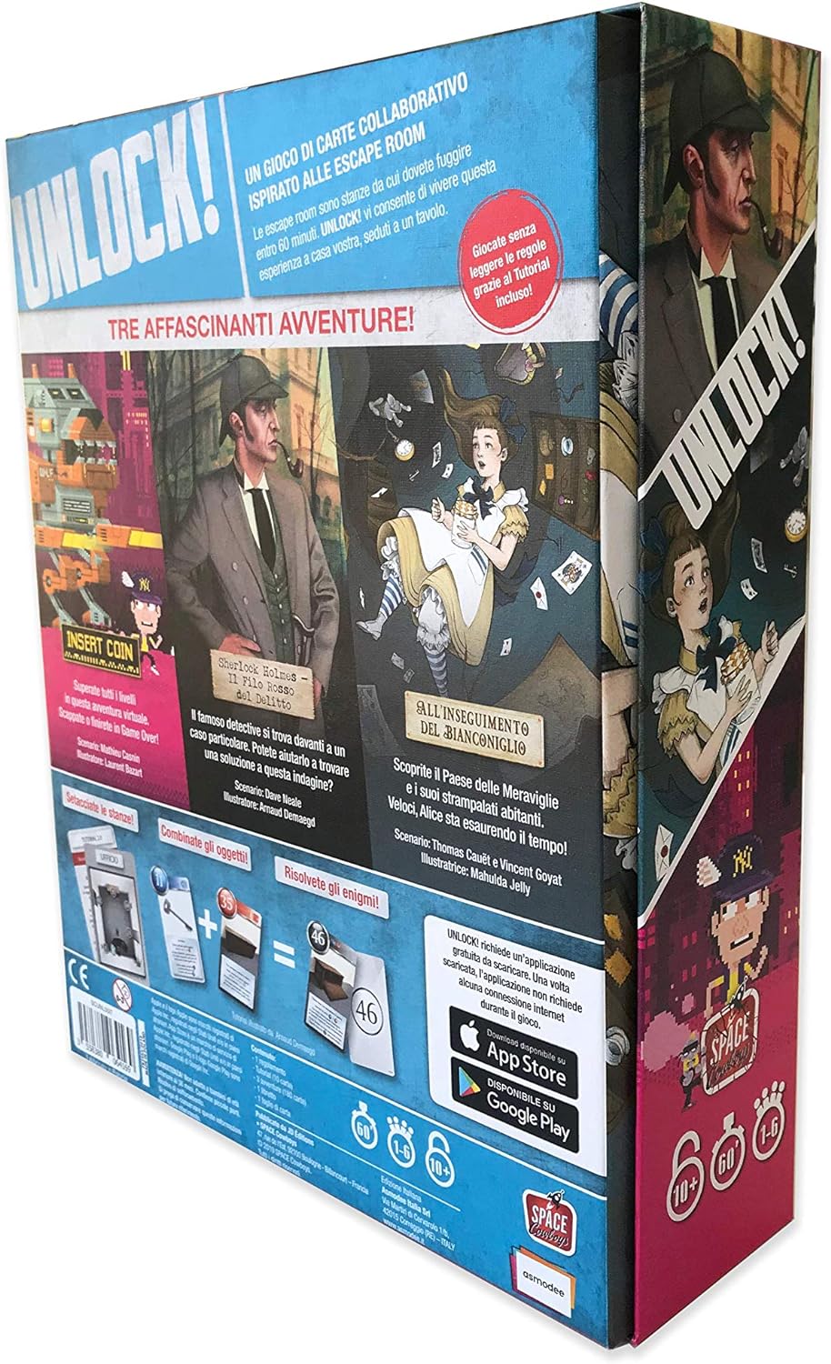 Asmodee Unlock!, Game Adventures, Board Game with App, Escape Room, 1-6 Players, 10+ Years, Italian Edition