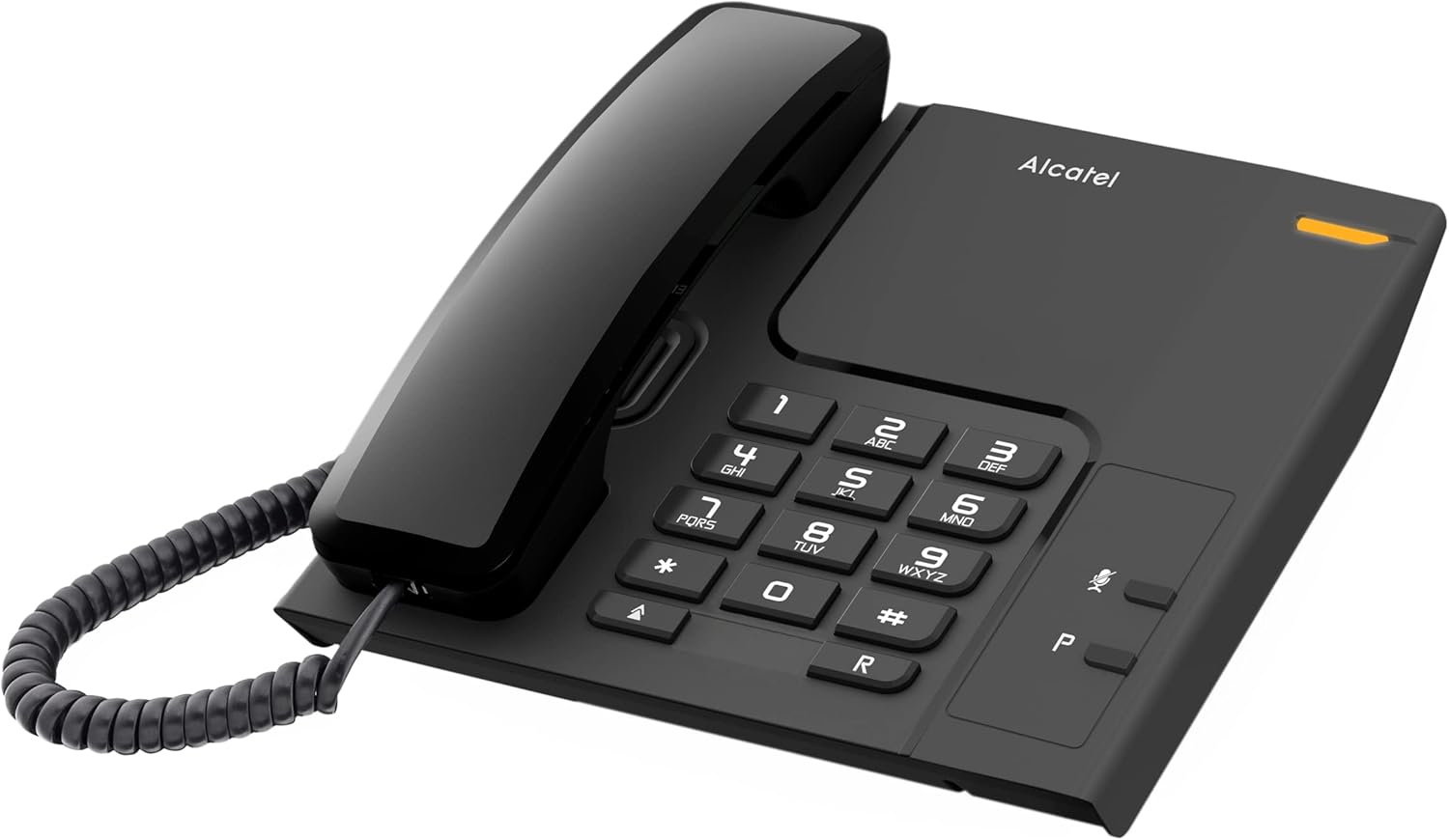Alcatel T26, corded landline phone for Home and Office, last number redial key, visual call indicator, ringer volume control.