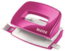 Leitz Mini Hole Punch, 10 Sheets, Guide Bar with Format Markings, Metal, WOW Range, 50601023 - Metallic