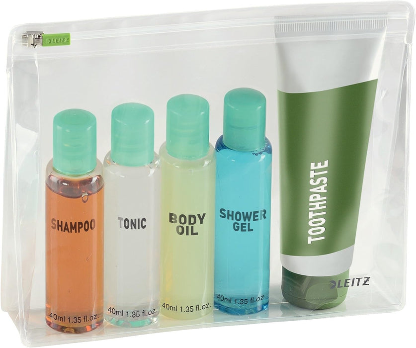 Leitz Medium Traveller Zip Pouch Complete Range, Plastic, Clear