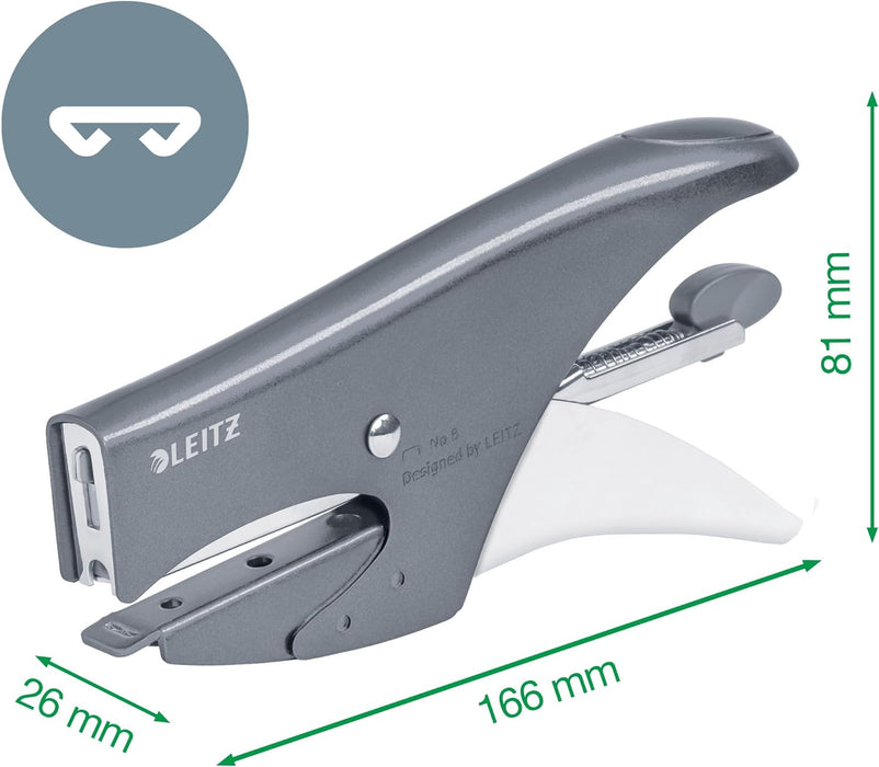 Leitz 55472054 Stapling Pliers, 15 Sheet Capacity, Ergonomic Metal Body, Includes Staples, WOW Range