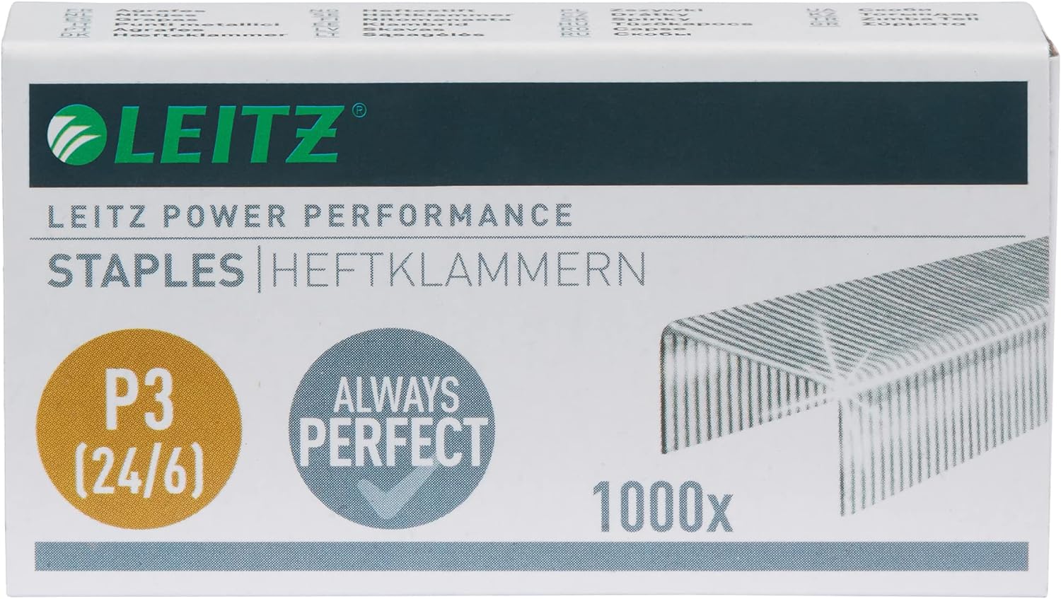 Leitz 55700000 P3 Power Performance 24/6 Staples, Strong Steel, Length 6 mm, 1000 Staples, Staples Up to 30 Sheet Capacity
