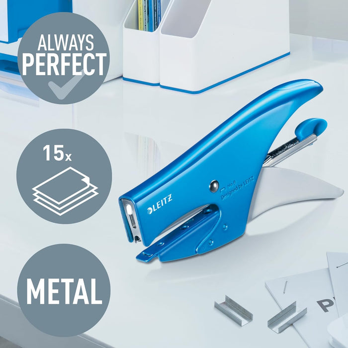 Leitz Rear Loading Metal Stapler 15 fogli Blue Metallized