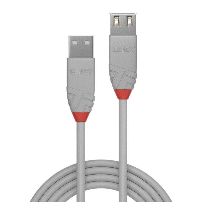 LINDY 36713 USB 2.0 Type A Extension Cable, Anthra Line - Grey