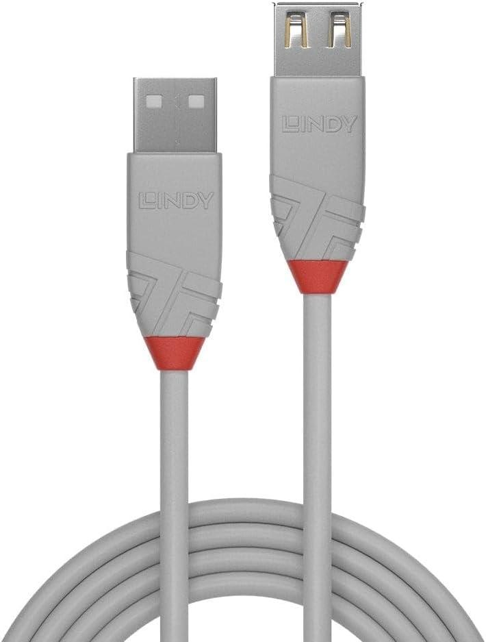 LINDY 36715 USB 2.0 Type A Extension Cable, Anthra Line - Grey