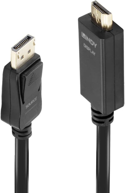LINDY 36920 0.5m DisplayPort to HDMI 10.2G Cable, Black